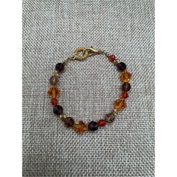 Swarovski And Czech Crystal Beaded Bracelet Goldtone - Picture 3 of 9